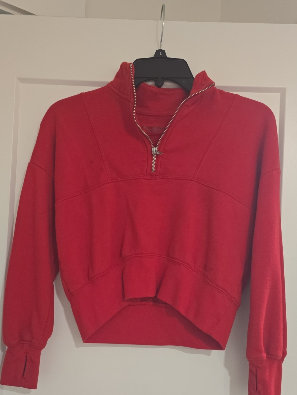 Cropped Red Quarter-Zip Pullover Top Abercrombie Kids
